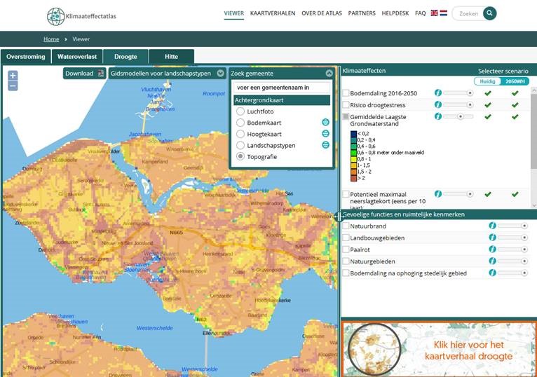 Benieuwd naar de effecten van klimaatverandering op jouw buurt, kijk op www.klimaateffectatlas.nl