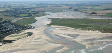 Natuurgebied het Zwin met de Zwingeul op de grens van Nederland en Belgie