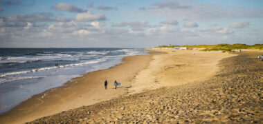 Zuidwestelijke Delta - surfers op het strand bij Domburg